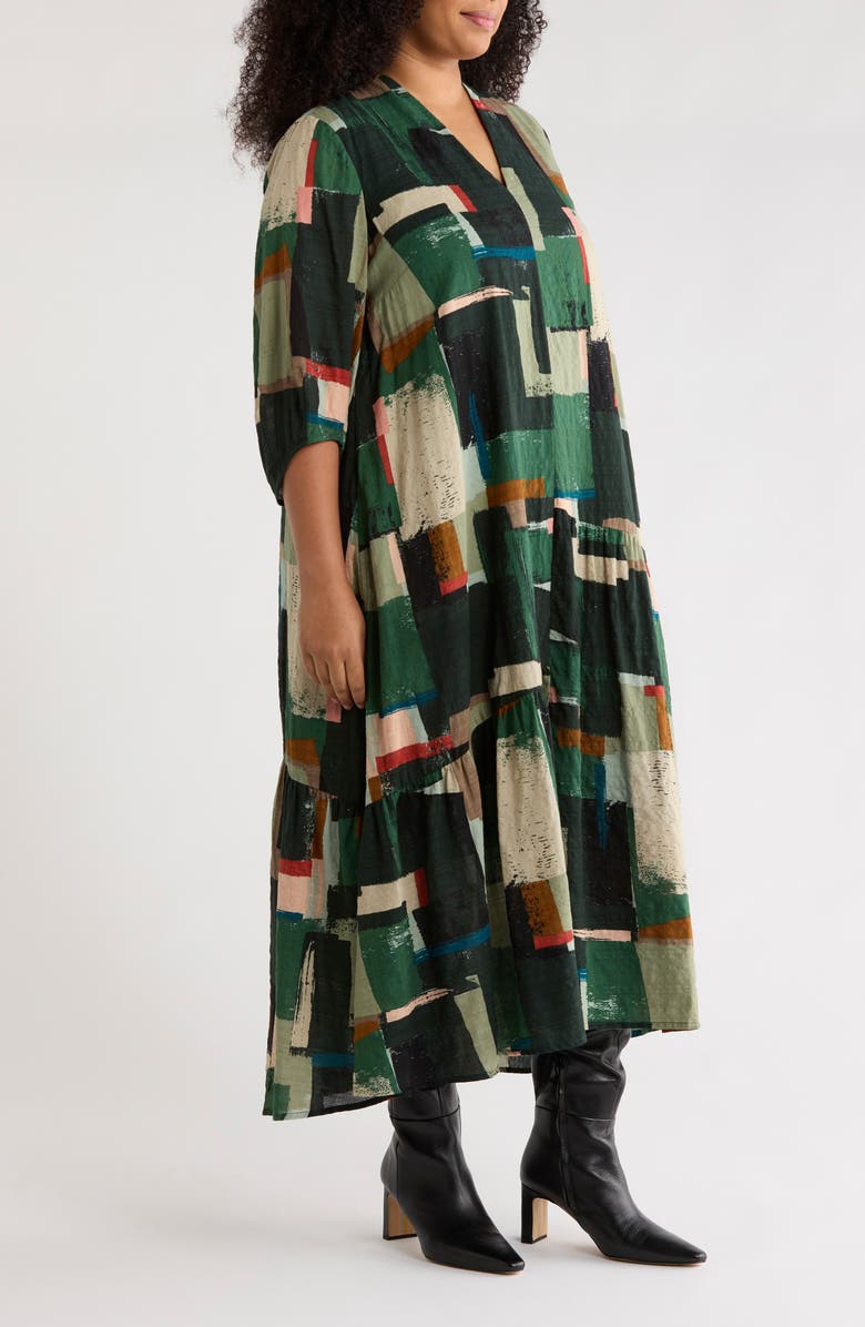 Seasalt Cornwall Windblown Geo Print Organic Cotton Blend Midi Dress, Alternate, color, 