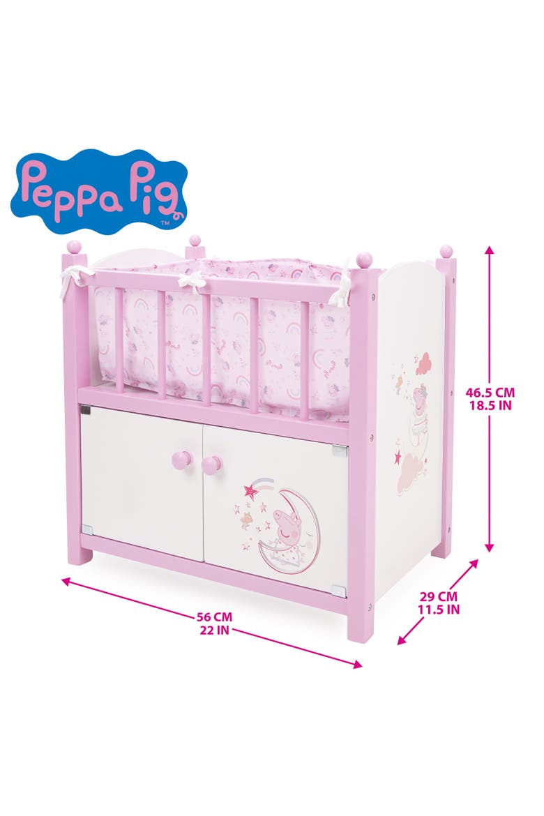 Peppa Pig 2-In-1 Wooden Doll Crib, Alternate, color, Multicolored