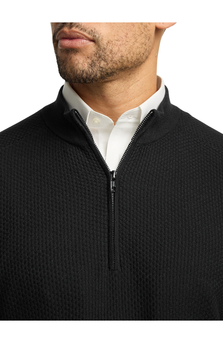 Paul Fredrick Silk Cotton Cashmere Quarter Zip Mock Neck Sweater, Alternate, color, Black