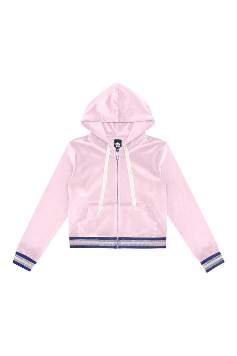 Kids' Velour Cropped Full Zip Hoodie, Main, color, DUSTY PINK