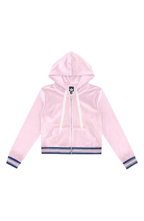 Kids' Velour Cropped Full Zip Hoodie