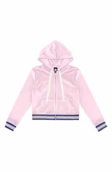 Kids' Velour Cropped Full Zip Hoodie