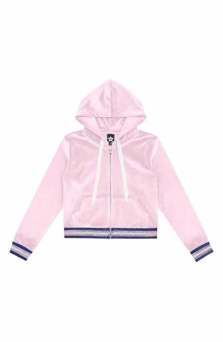 Kids' Velour Cropped Full Zip Hoodie