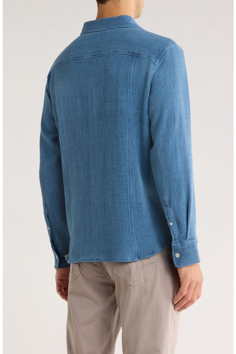 Pigment Dyed Cotton Waffle Button-Up Shirt, Alternate, color, INDIGO