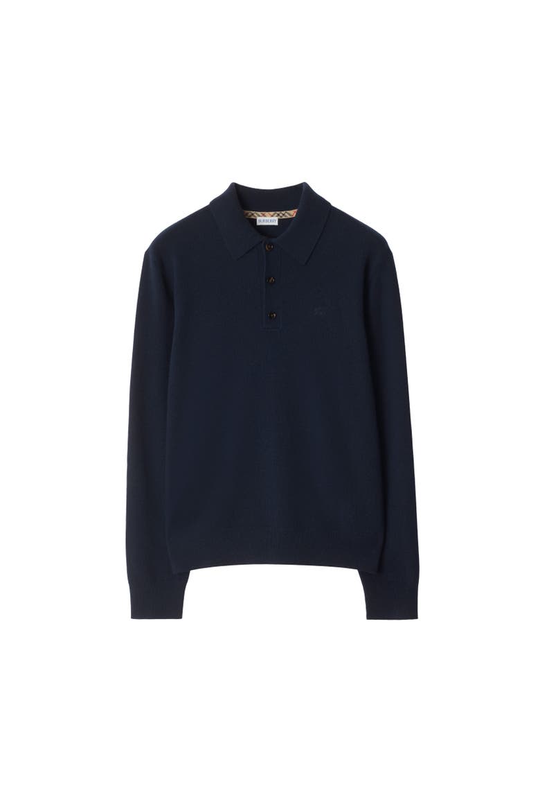 Long-sleeve Cashmere Blend Polo Shirt, Alternate, color, Navy