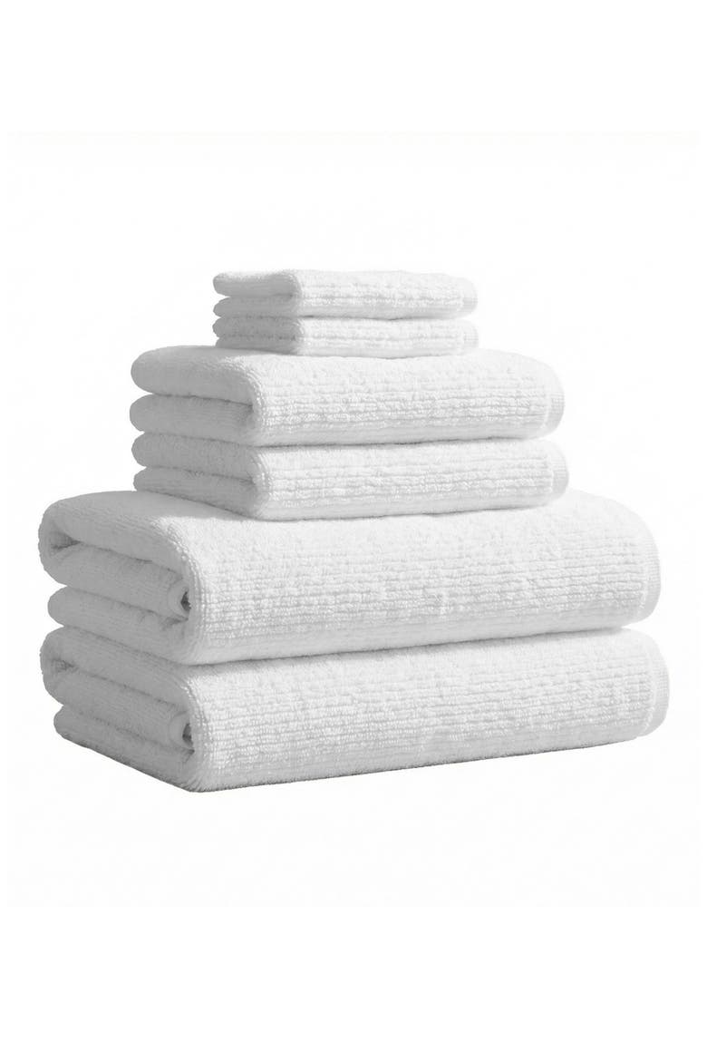 6-Piece Turkish Cotton Towel Set, Main, color, WHITE
