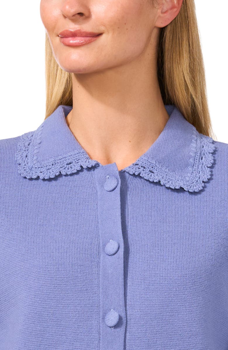 CeCe Collared Cardigan, Alternate, color, Blue Blossom