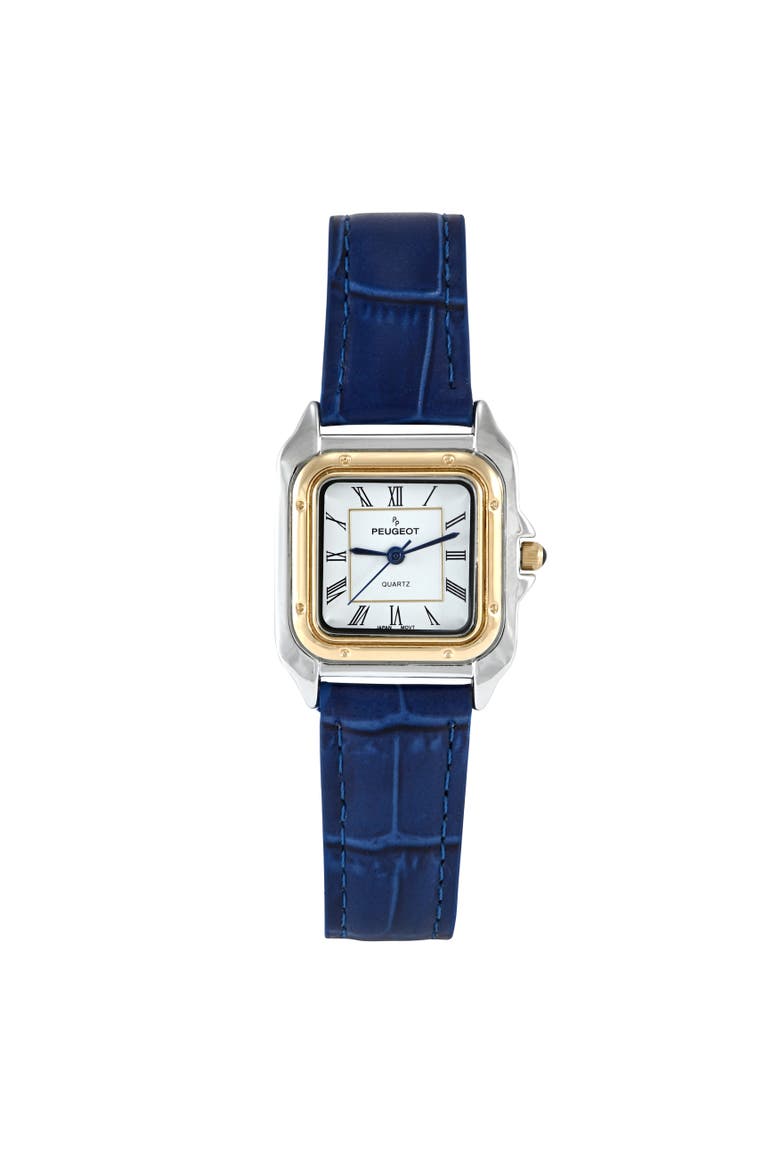 Slim Leather Tank Watch- 36MM, Main, color, Blue