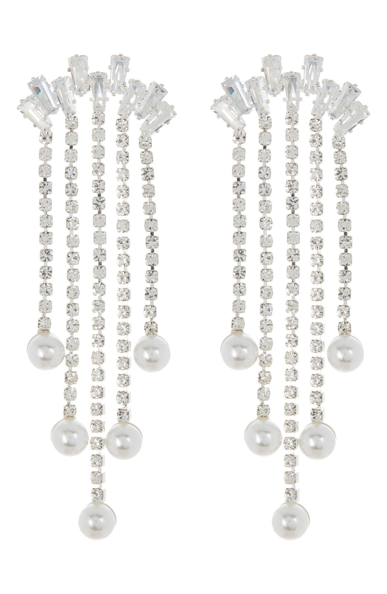 Tasha Cubic Zirconia & Imitation Pearl Cascading Drop Earrings (Women ...