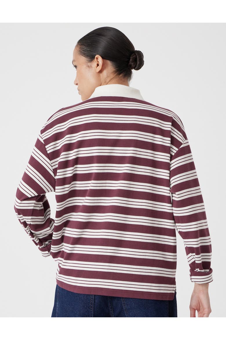 Cotton Striped Polo Top, Alternate, color, Brown Stripe