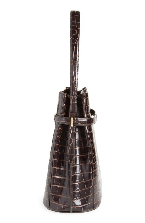 Totême Toteme Belted Croc Embossed Leather Bucket Bag In Brown