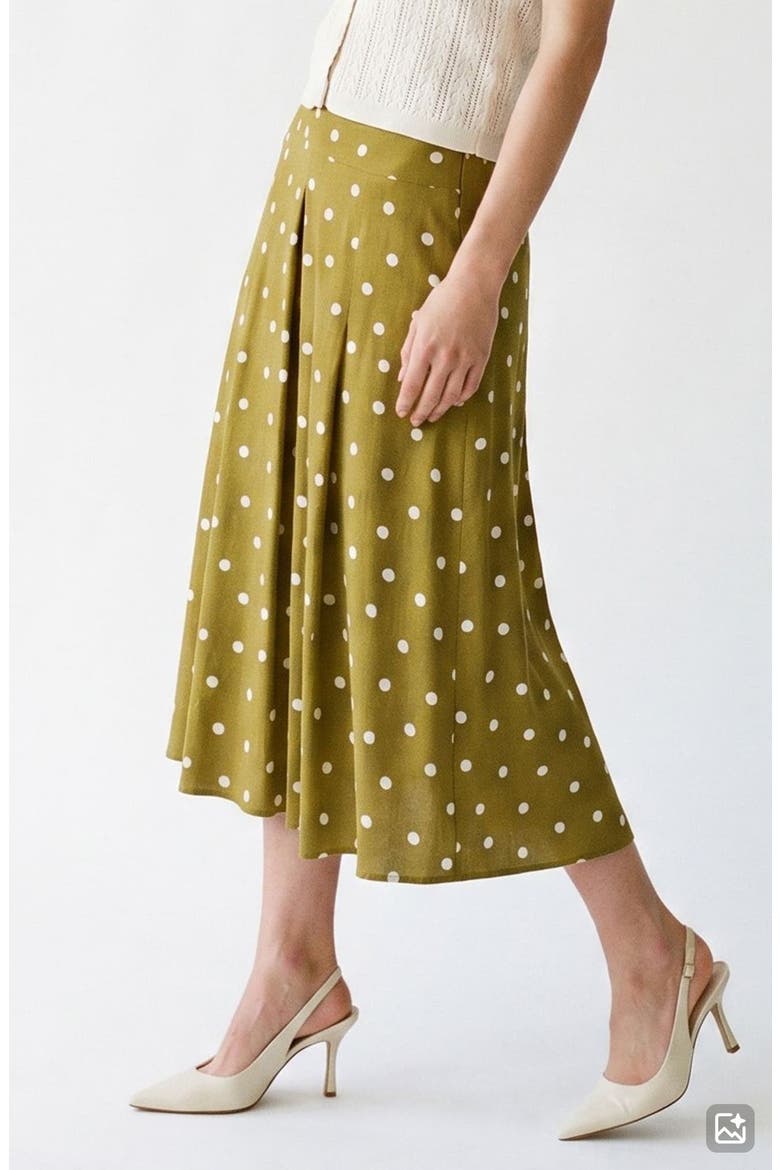 Kora Polka Dot Midi Skirt, Alternate, color, WILLOW DOTS