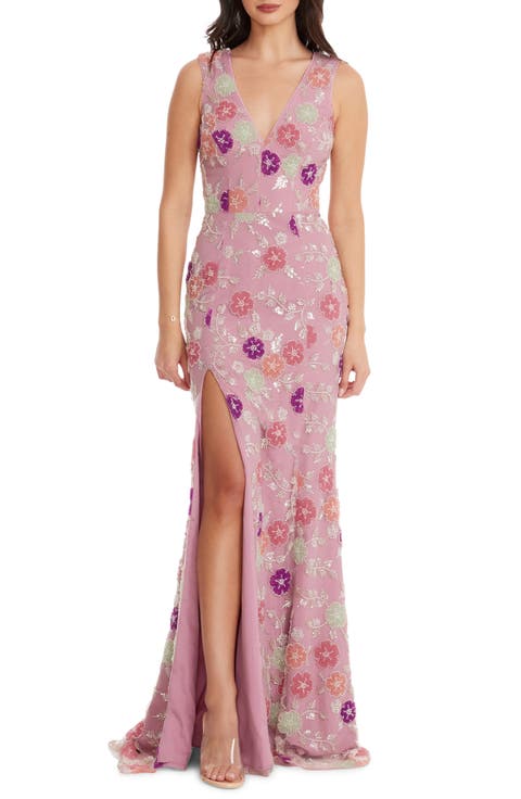 Sandra Floral Beaded Trumpet Gown