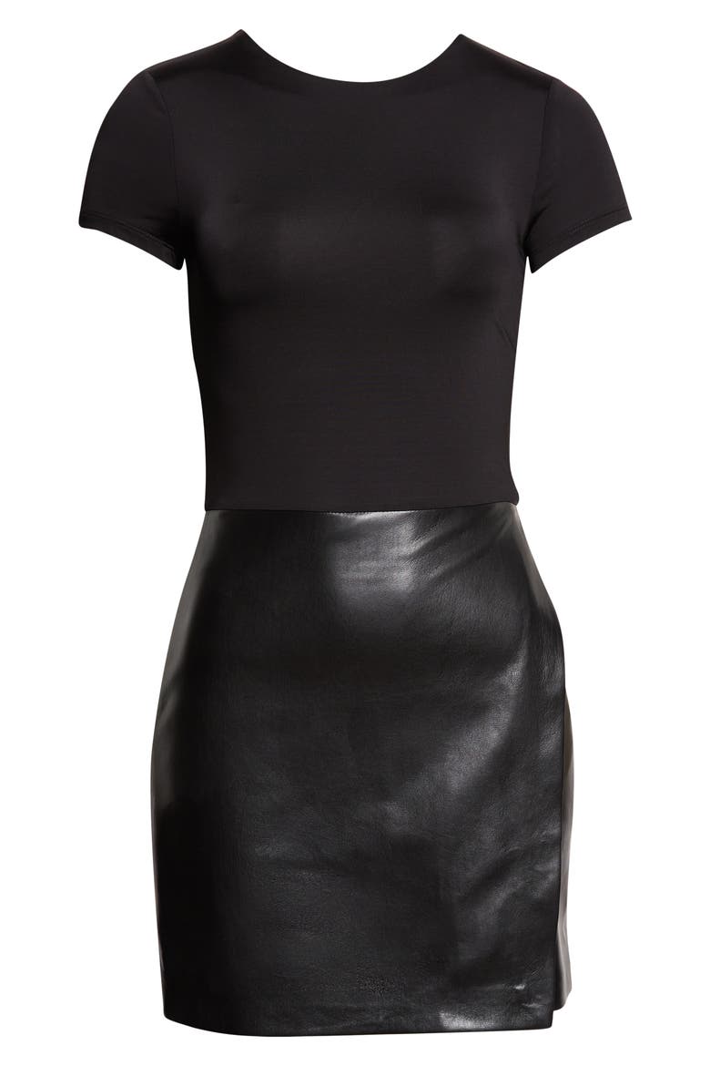 Sabine Mixed Media Minidress, Alternate, color, BLACK