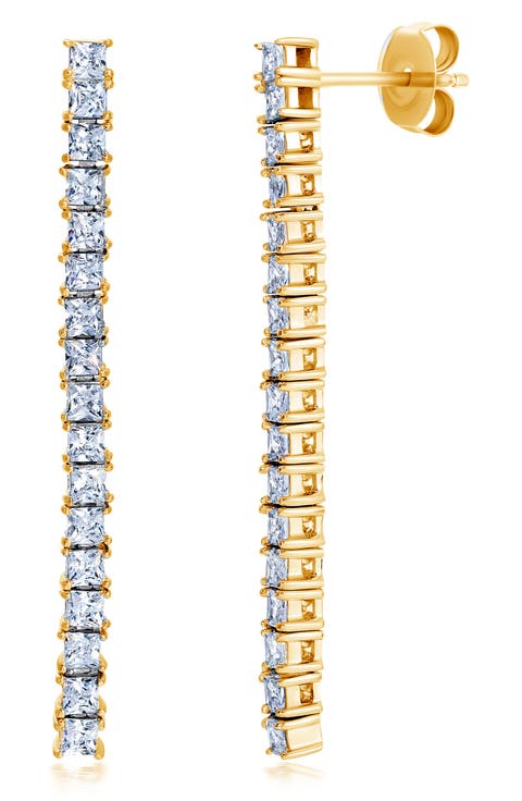 Cubic Zirconia Linear Drop Earrings