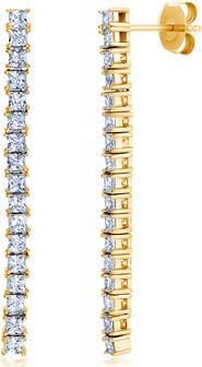 Crislu Cubic Zirconia Linear Drop Earrings
