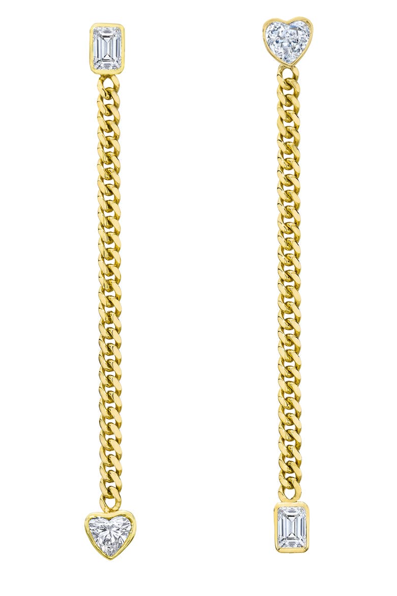 Icon Fancy Chain Diamond Mismatched Earrings, Main, color, YELLOW GOLD/ DIAMOND