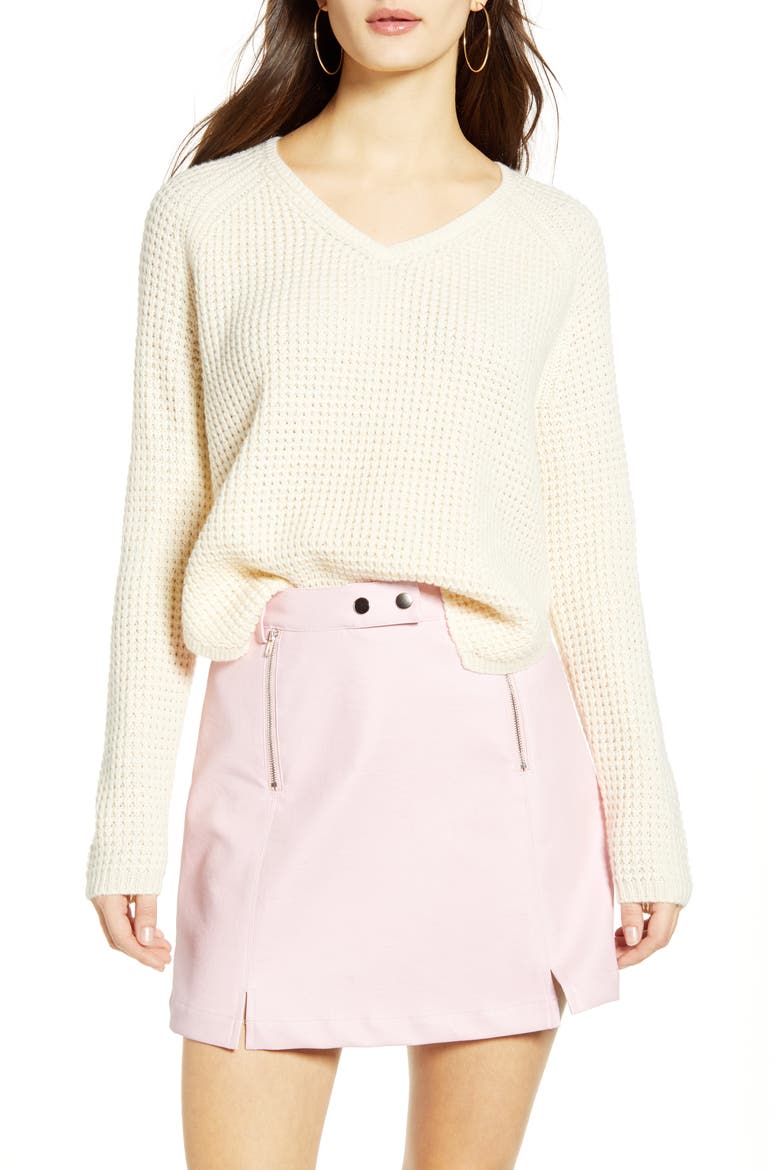 Leanna V-Neck Pullover, Main, color, BIRCH