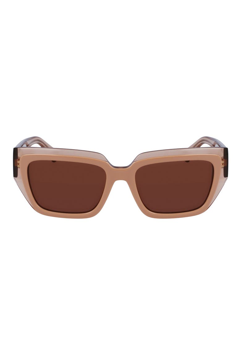 Classic Logo 55mm Square Sunglasses, Main, color, TRNSPRNT NUDE/ ROSE