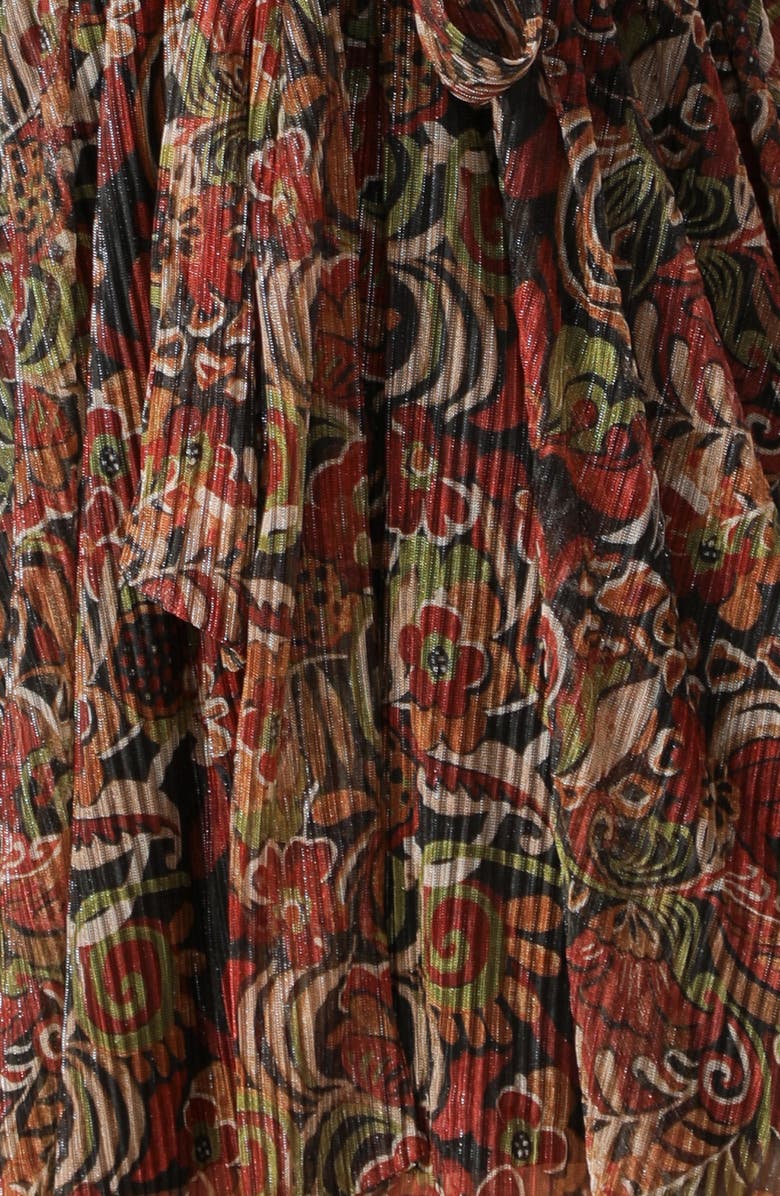 FLYING TOMATO Long Sleeve Metallic Plissé Minidress, Alternate, color, Black/ Red Multi