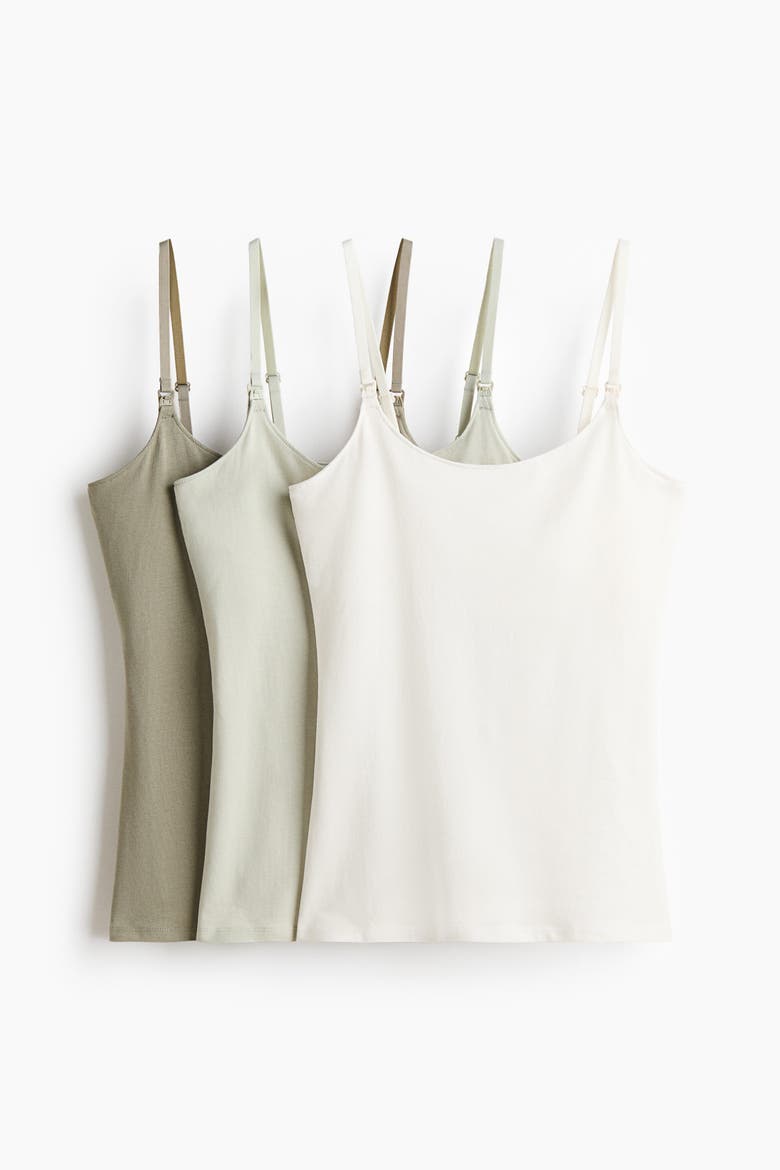 Mama 3-pack Nursing Strappy Tops, Main, color, White/sage green