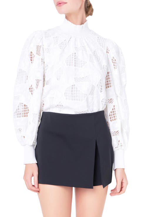 Smocked Embroidered Cotton Top