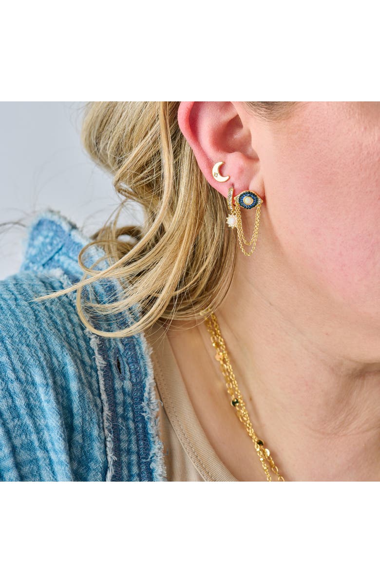 Alex and Ani Evil Eye Earring Set, Alternate, color, Gold