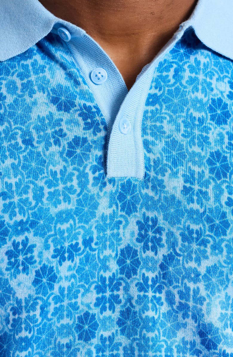 Robert Graham Johnny Collar Cotton Knit Polo, Alternate, color, Light Blue