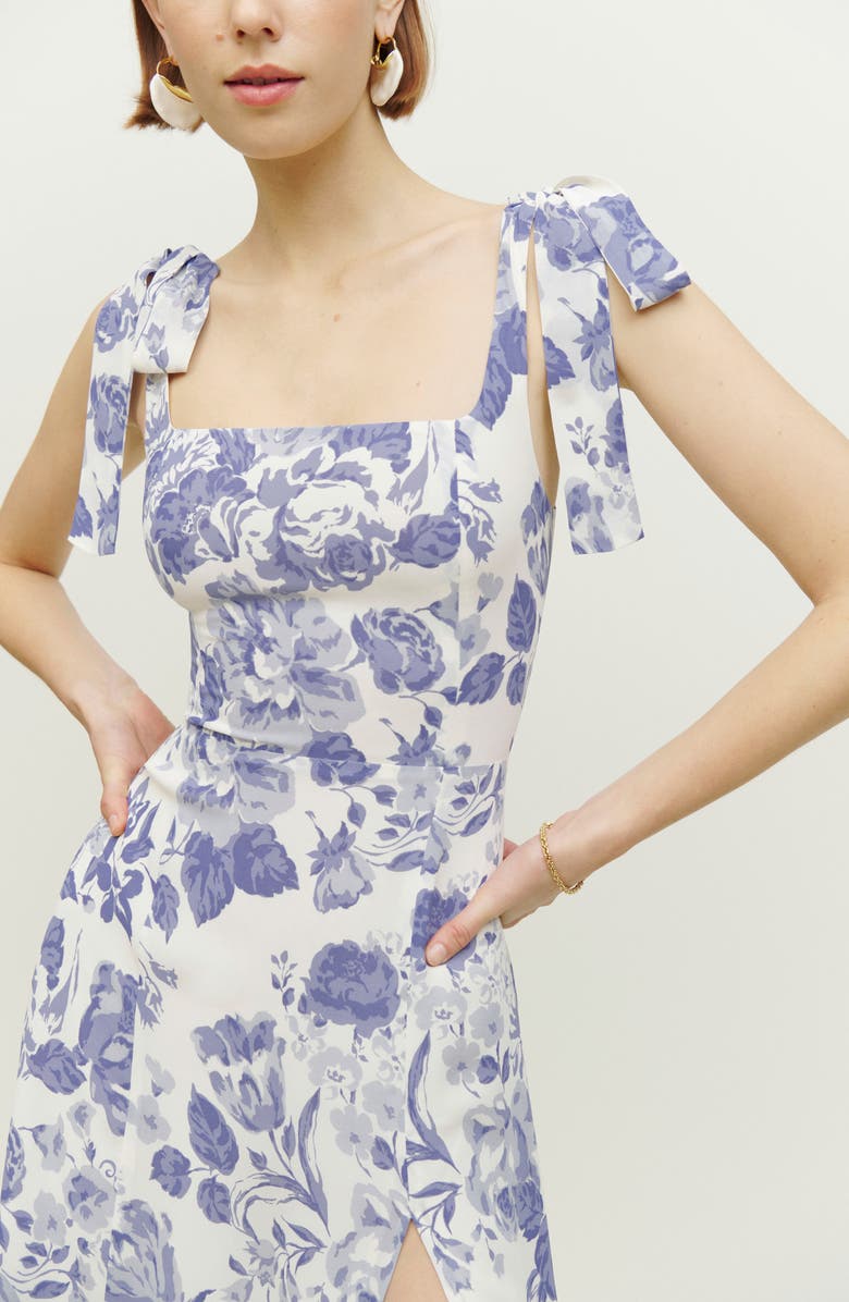 Reformation Twilight Floral Tie Shoulder Midi Dress, Alternate, color,