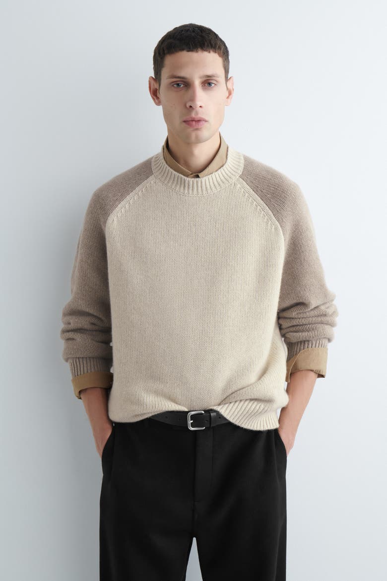 Colour-Block Cashmere Sweater, Main, color, BEIGE / TAUPE