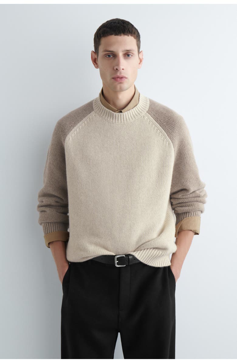 COS Colour-Block Cashmere Sweater, Main, color, Beige / Taupe