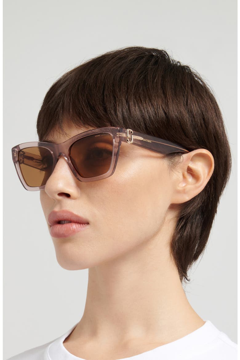54mm Cat Eye Sunglasses, Alternate, color, BEIGE/ BROWN
