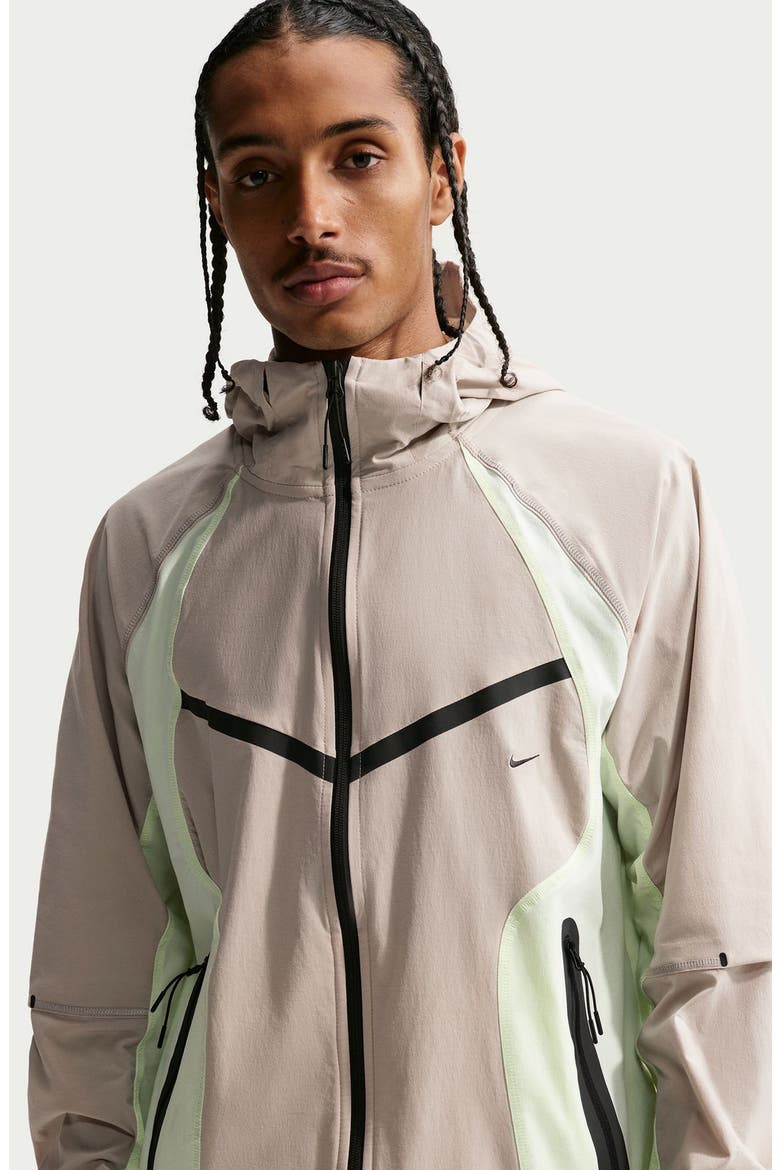 Tech Dri-FIT Oversize Woven Nylon Hooded Windrunner Jacket, Alternate, color, CREAM/ BLACK