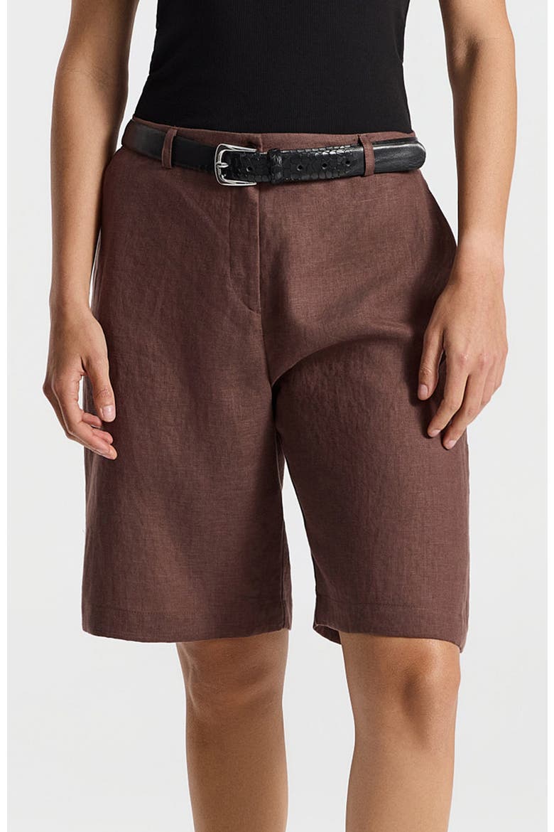 Shira High Waist Tailored Shorts, Main, color, Brown