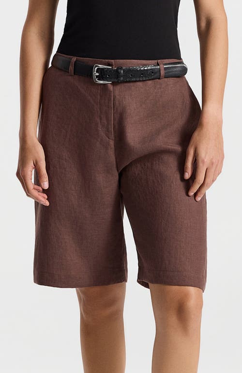 Ronen Chen Shira High Waist Tailored Shorts In Brown