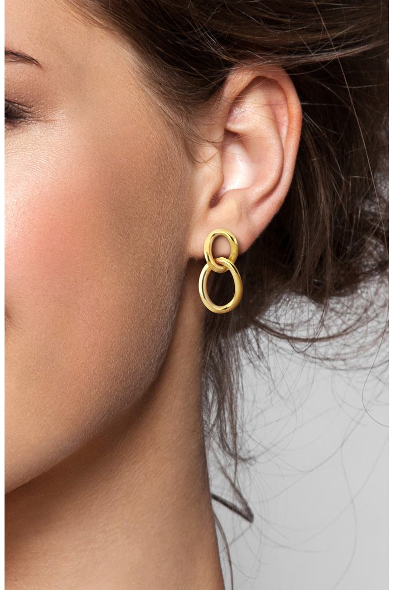 Open Oval Double Link Earrings, Alternate, color, GOLD