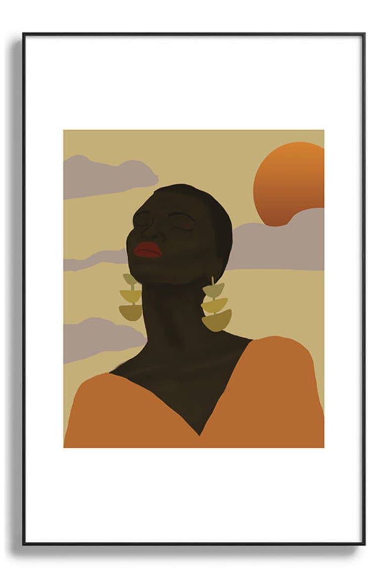 Head in Space Framed Art Print, Main, color, BLACK TONES