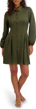 Kensie Faux Suede Long Sleeve Shirtdress