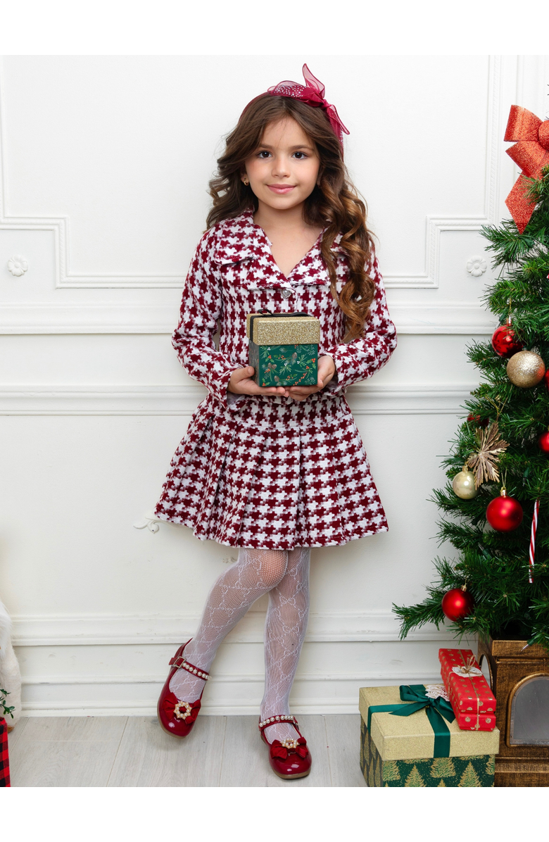 Mia Belle Girls Cute Festive Jacket and Pleated Skirt Set, Alternate, color, Burgundy