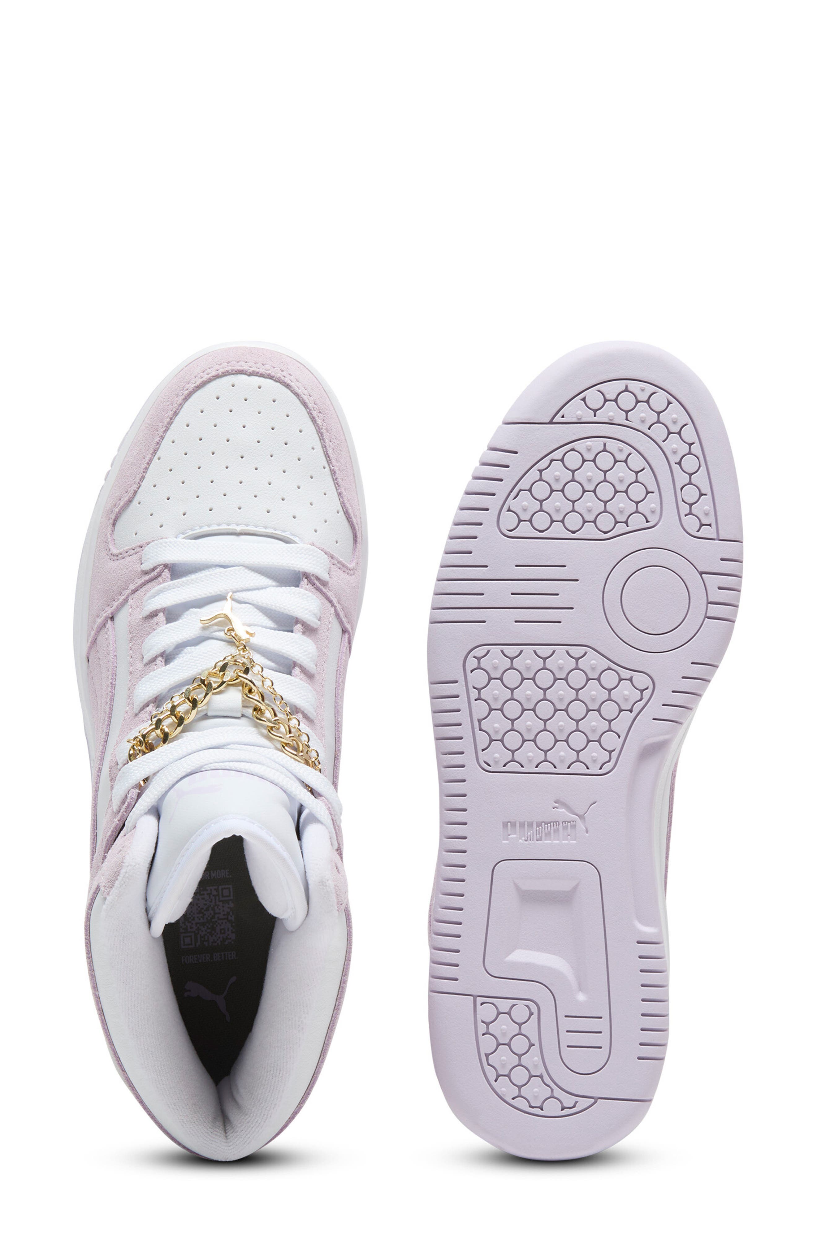 PUMA Rebound Layup High Top Sneaker, Alternate, color, Puma White-Lilac Frost