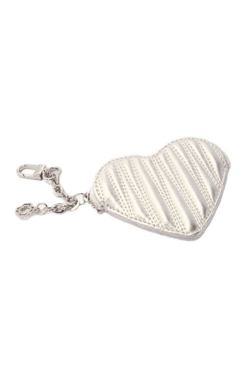 Maje Quilted Metallic Heart Purse In Silver