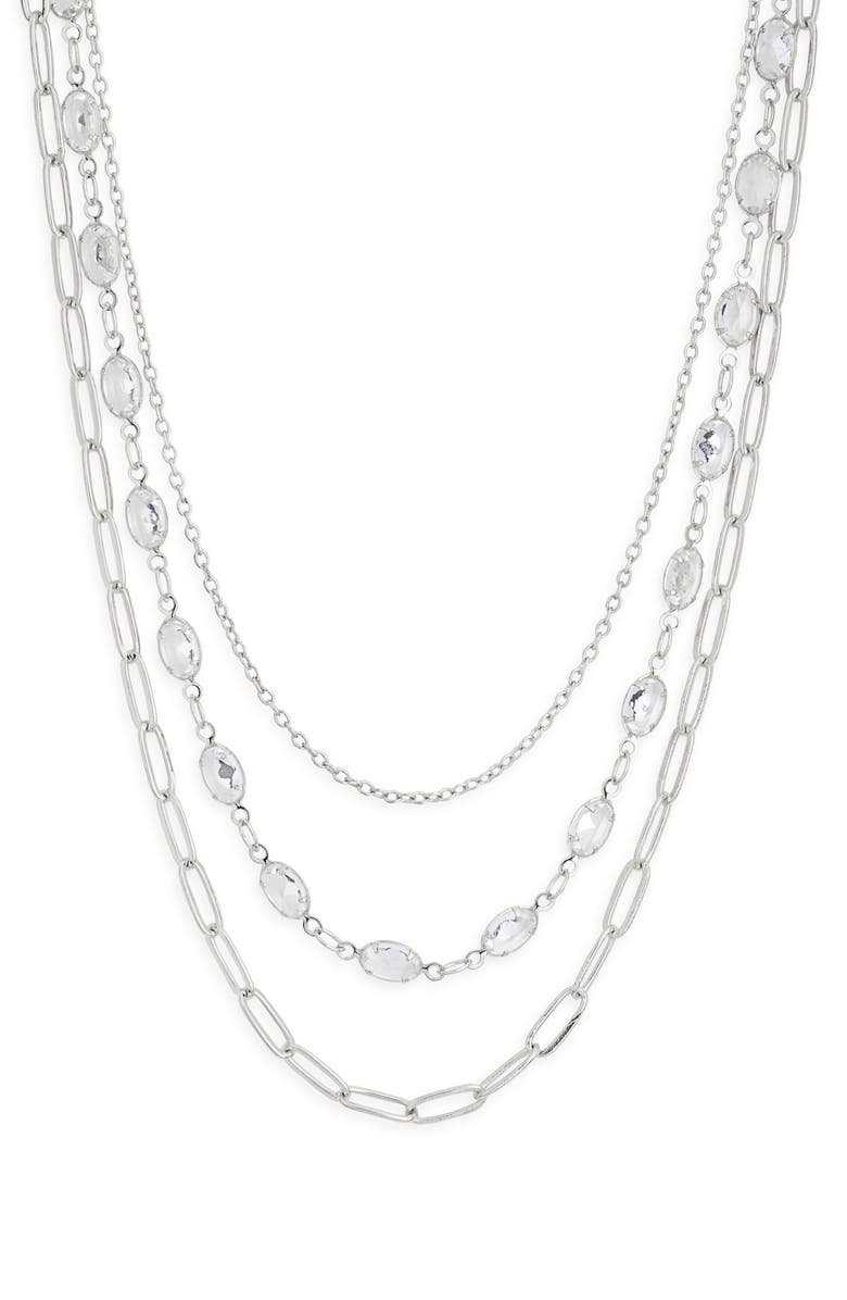NORDSTROM RACK 3-Piece Layered CZ Chain Necklace, Main, color, Clear- Silver