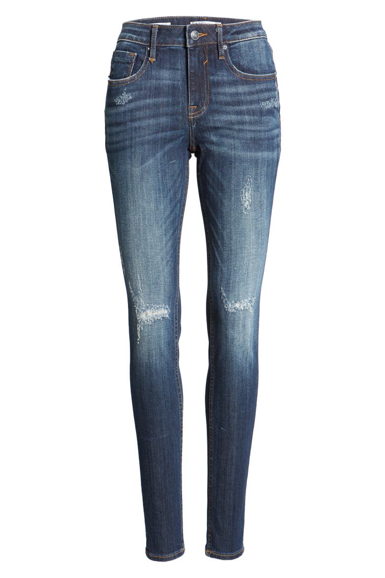 Jagger Distressed Skinny Jeans, Alternate, color, DARK WASH