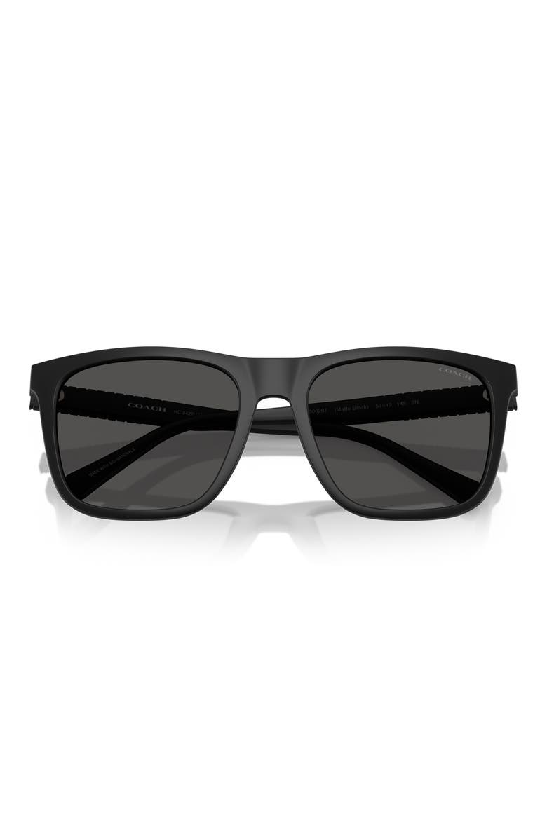 57mm Square Sunglasses, Alternate, color, MATTE BLACK / GREY SOLID