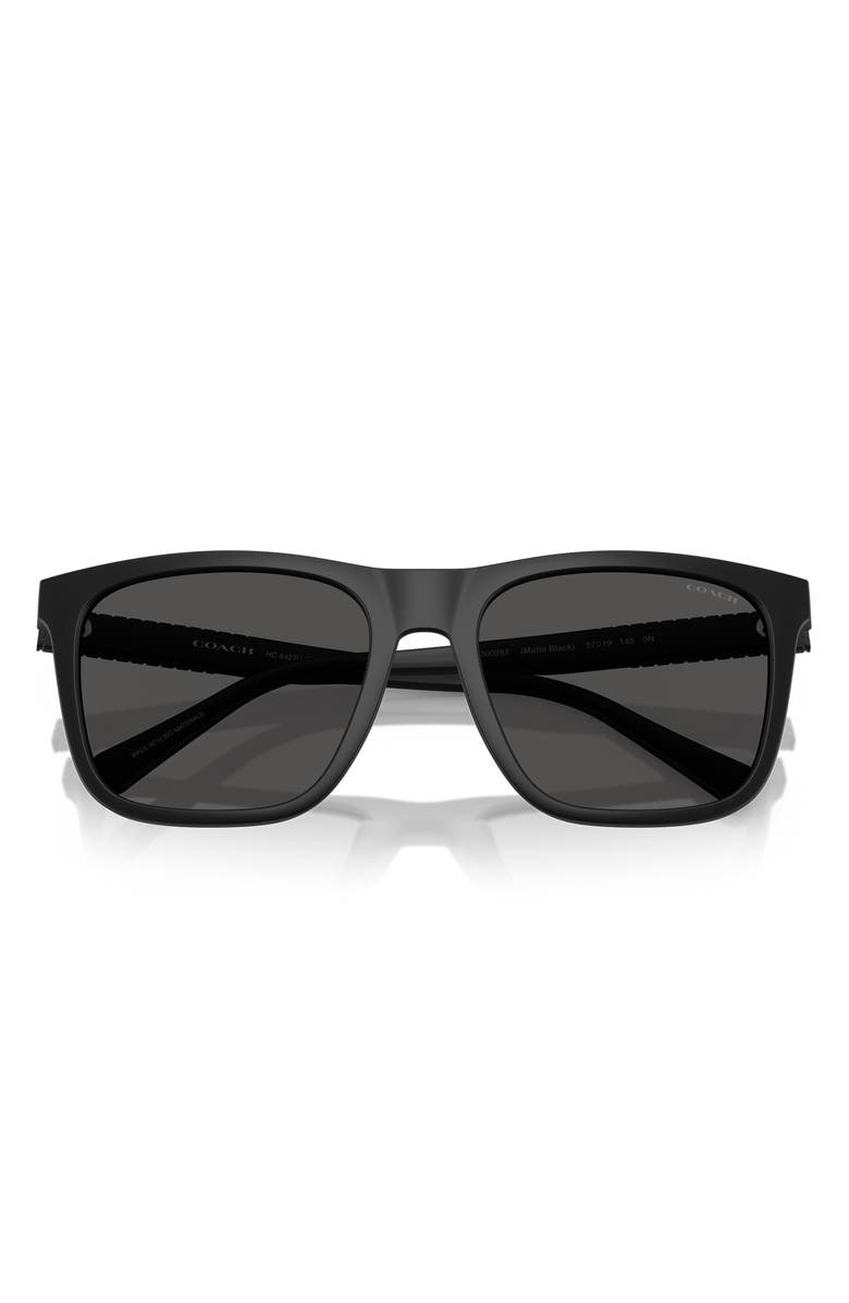 COACH 57mm Square Sunglasses, Alternate, color, Matte Black / Grey Solid