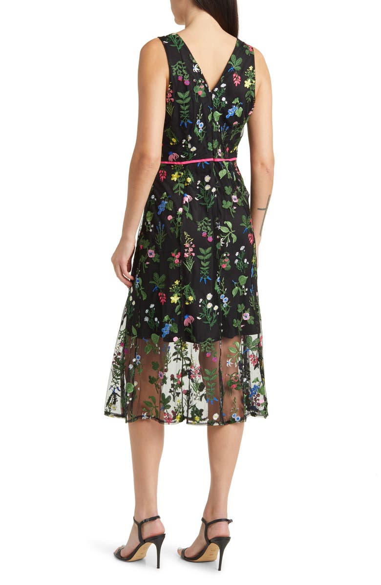 Sam Edelman Botanical Embroidered Semisheer Sleeveless Dress, Alternate, color, Black Multi