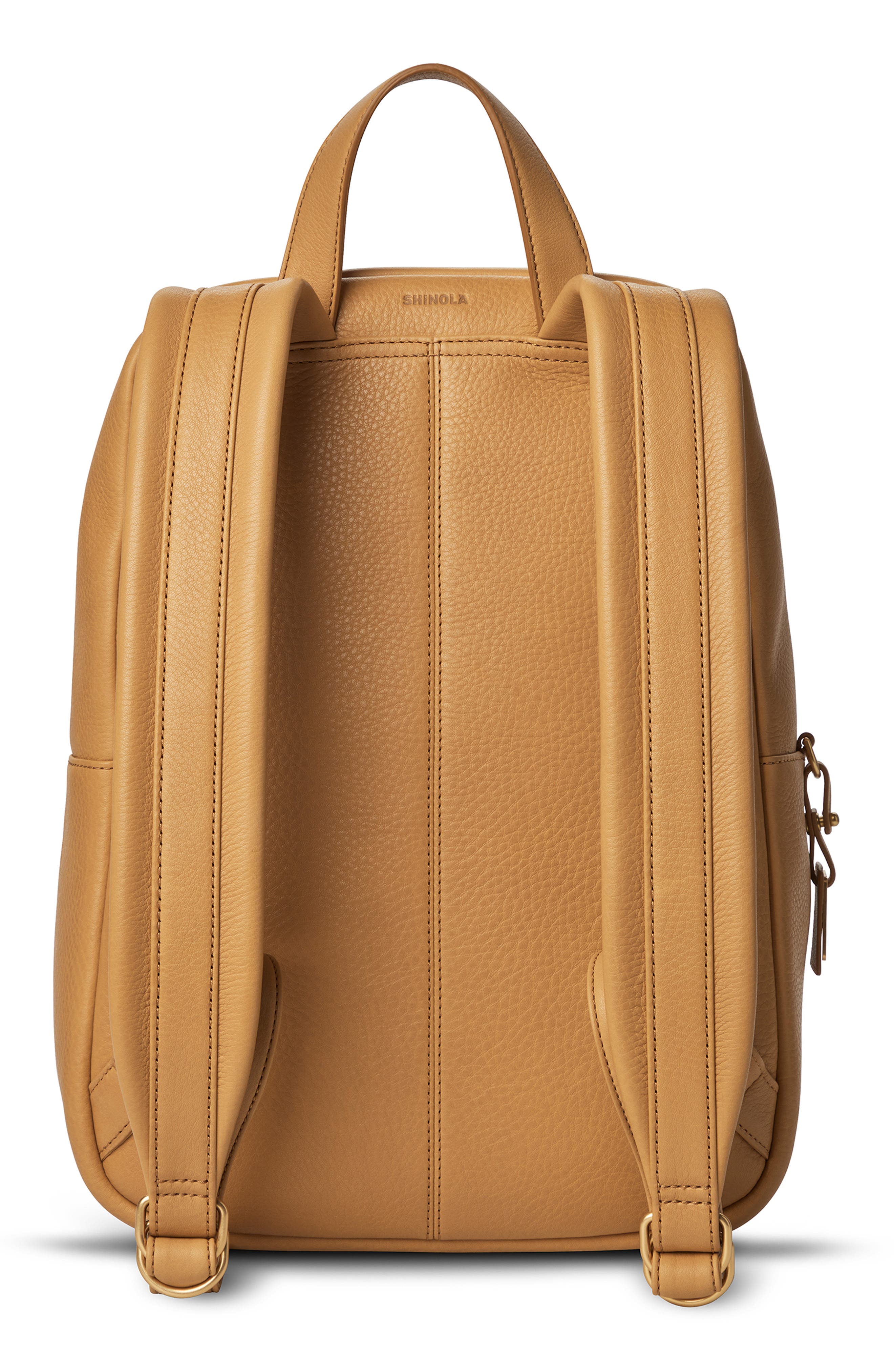 Shinola Small Runwell Leather Backpack, Alternate, color, Honey