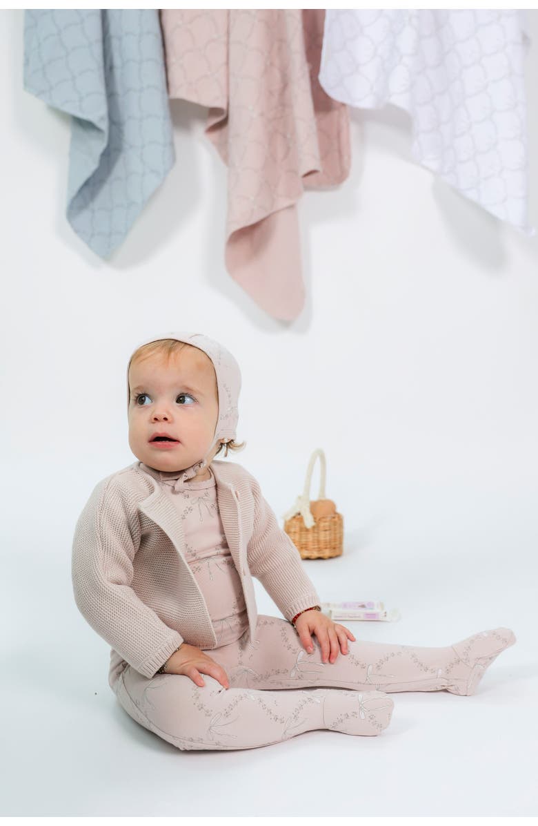 Bebe Bella Rocking Horse Print Knit Swaddle, Alternate, color, White