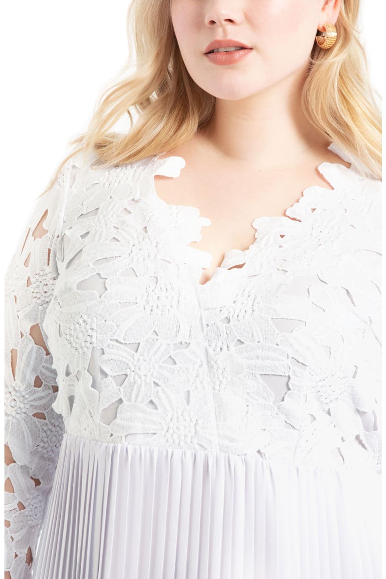 Lace Bodice Chiffon Gown, Alternate, color, WHITE
