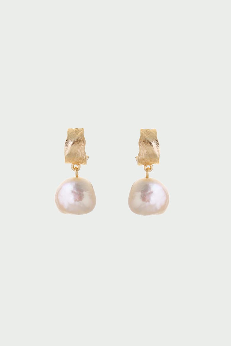 Freshwater Pearl Earrings, Alternate, color, Gold